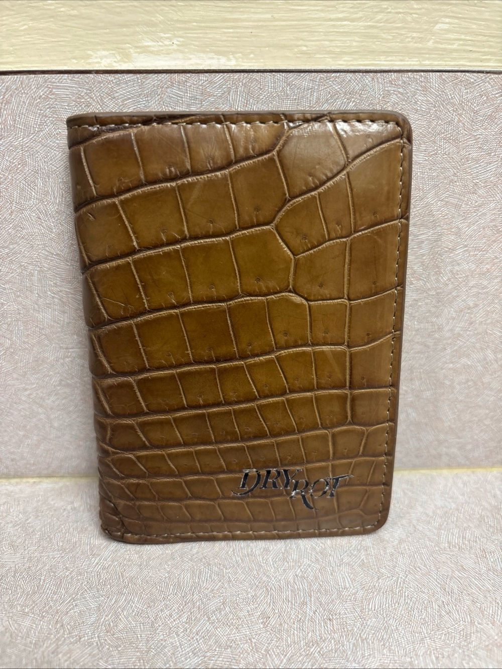 DryRot Miami Streetwear Luxe Brown Premium Faux Croc Leather Slim Wallet Bifold